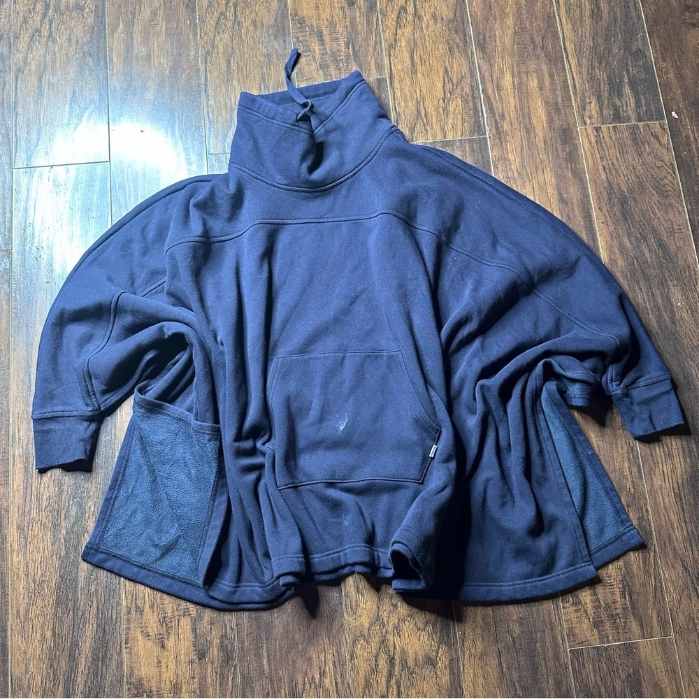 UGG Blue Pichot Poncho Fleece Hooded Sweatshirt - Picture 2 of 5